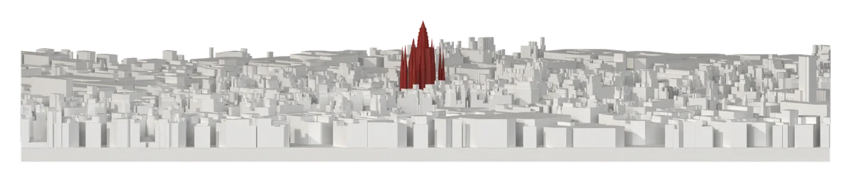 Il profilo della mappa di Barcellona visto da sud
