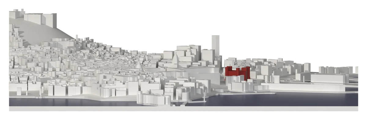 Il profilo della mappa di Napoli visto da sud
