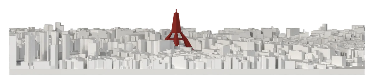 Il profilo della mappa di Parigi visto da sud
