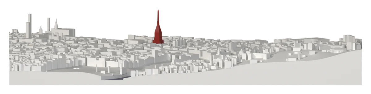 Il profilo della mappa di Torino visto da sud