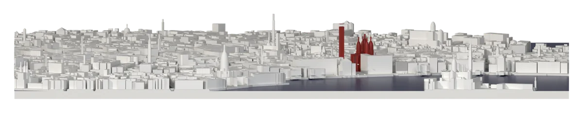 Il profilo della mappa di Venezia visto da sud